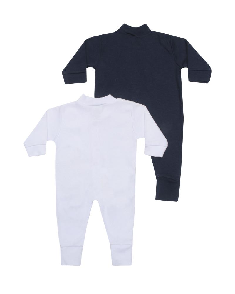 Kit De Macacões Em Suedine Branco e Azul Marinho