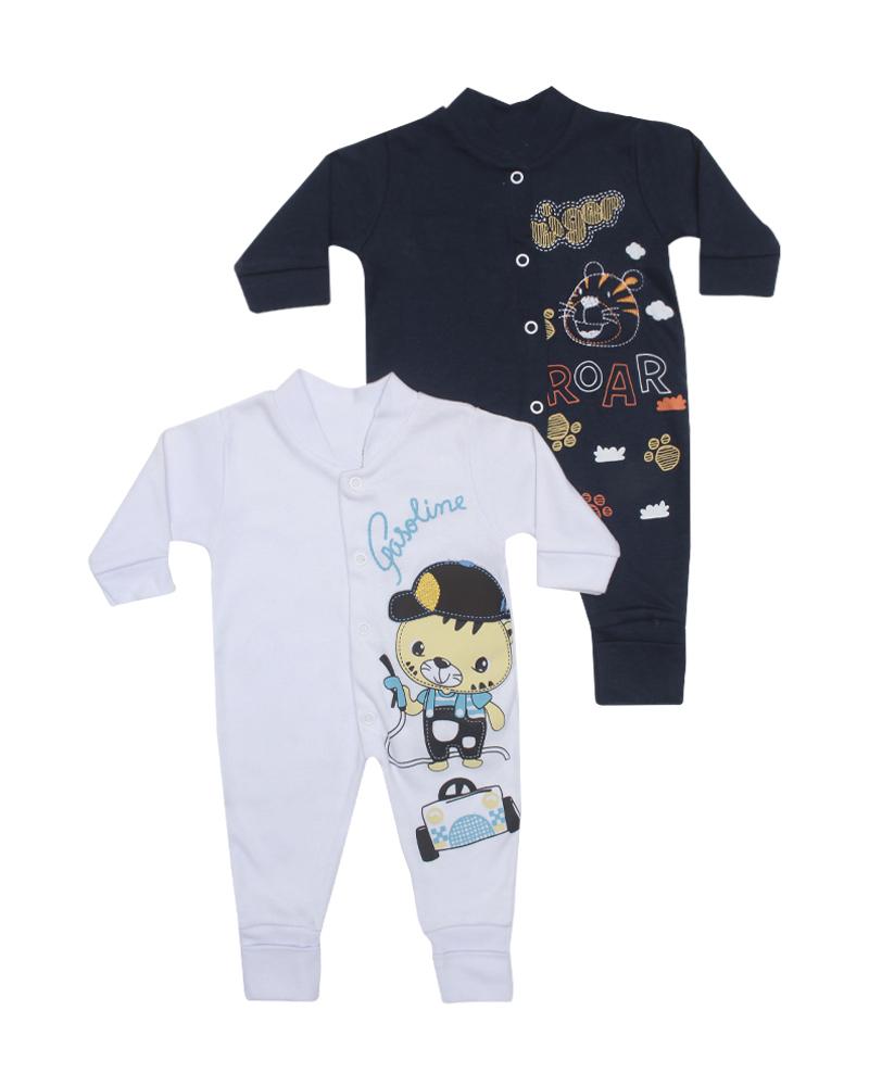 Kit De Macacões Em Suedine Branco e Azul Marinho
