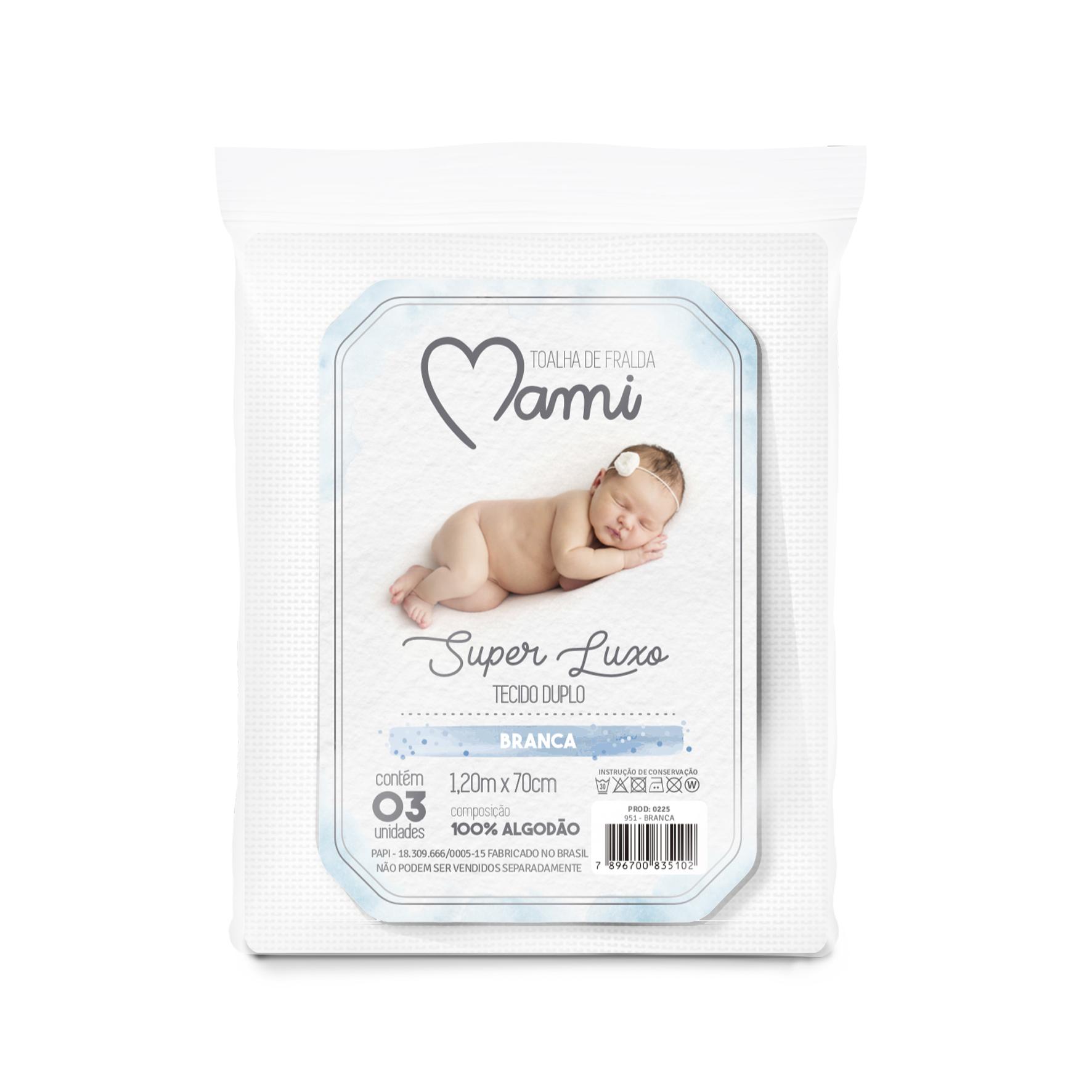 Toalha Fralda Super Luxo Branco - 3 Unidades