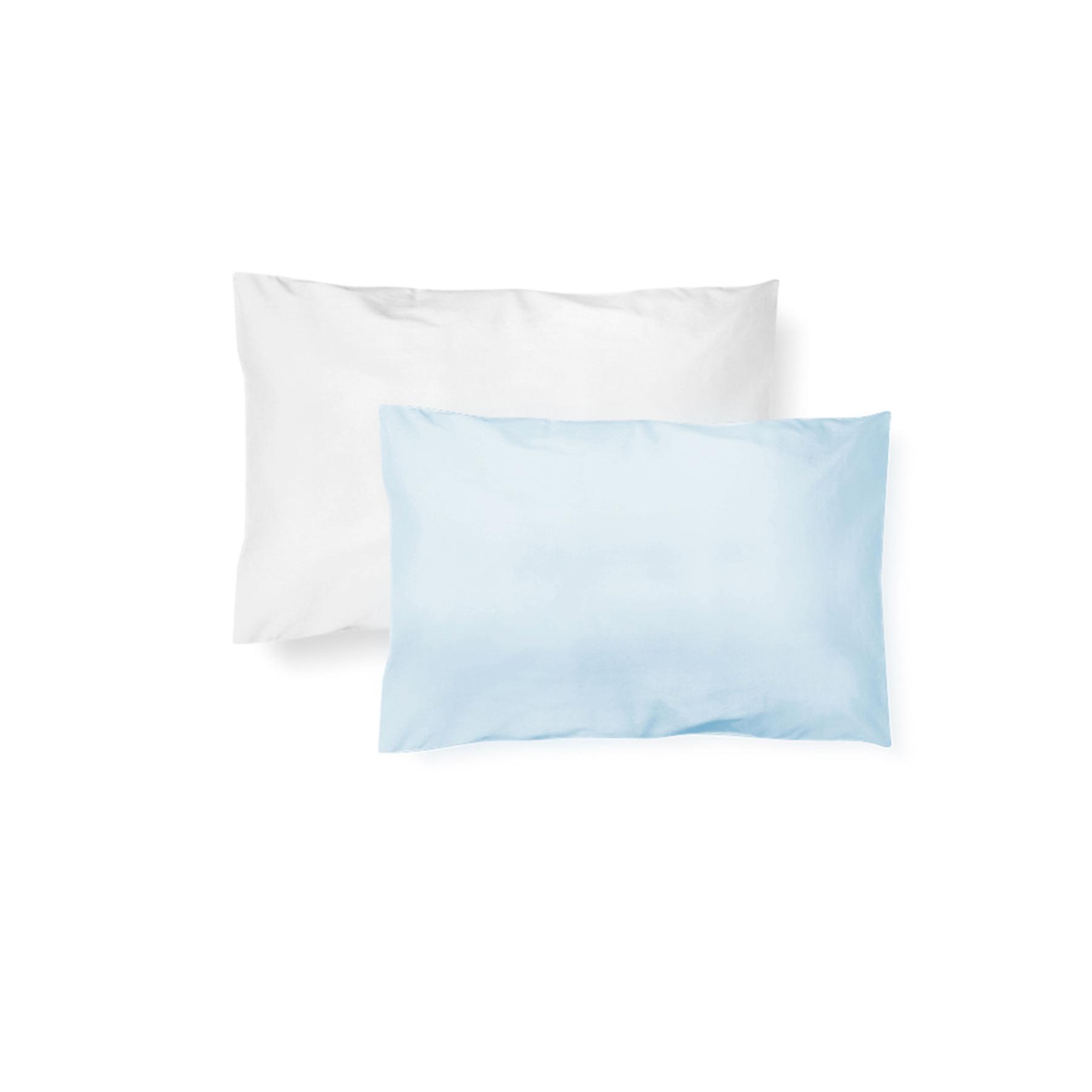 Kit De Fronhas Em Malha Lisa Azul Claro e Branco - 2 Unidades