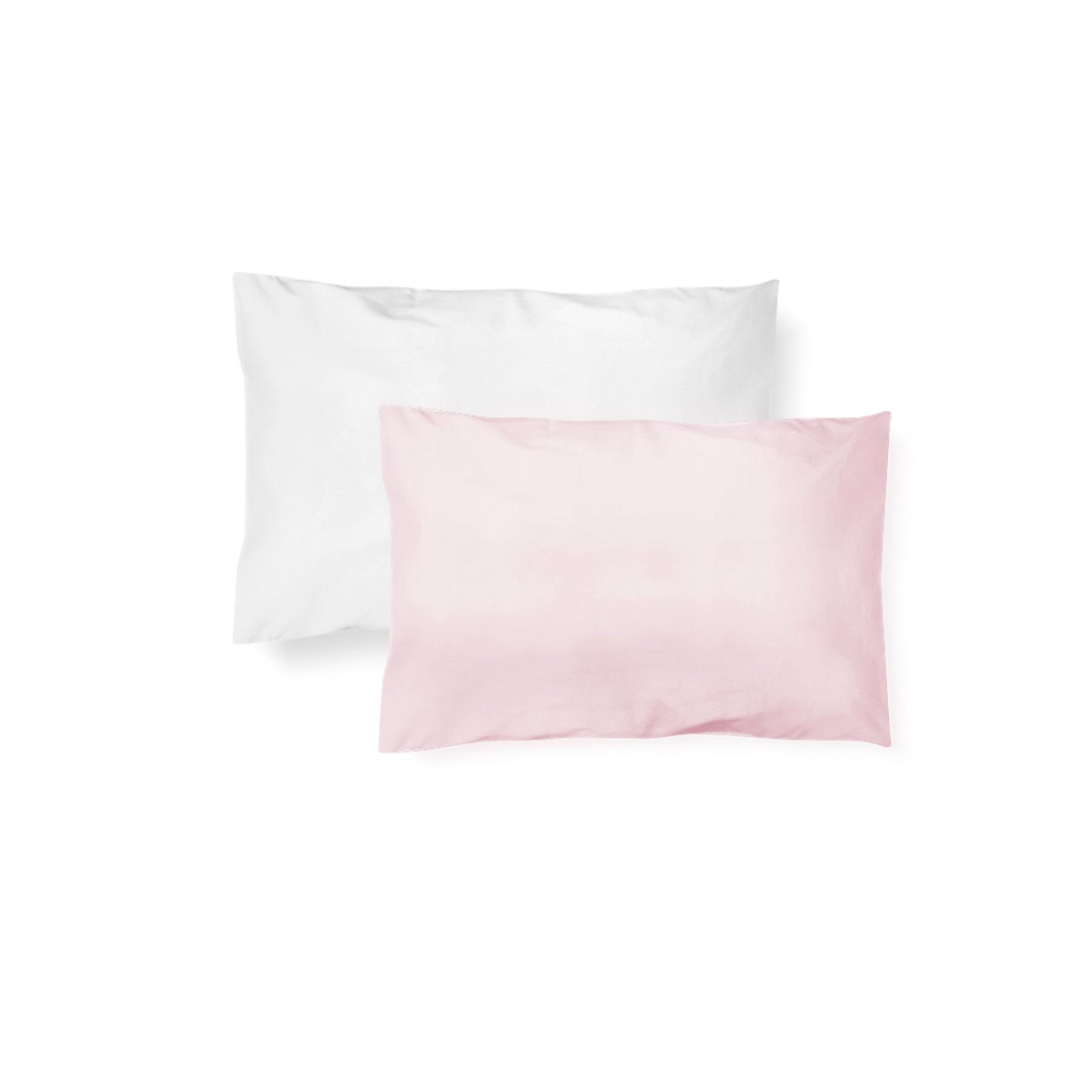 Kit De Fronhas Em Malha Lisa Rosa Claro e Branco - 2 Unidades