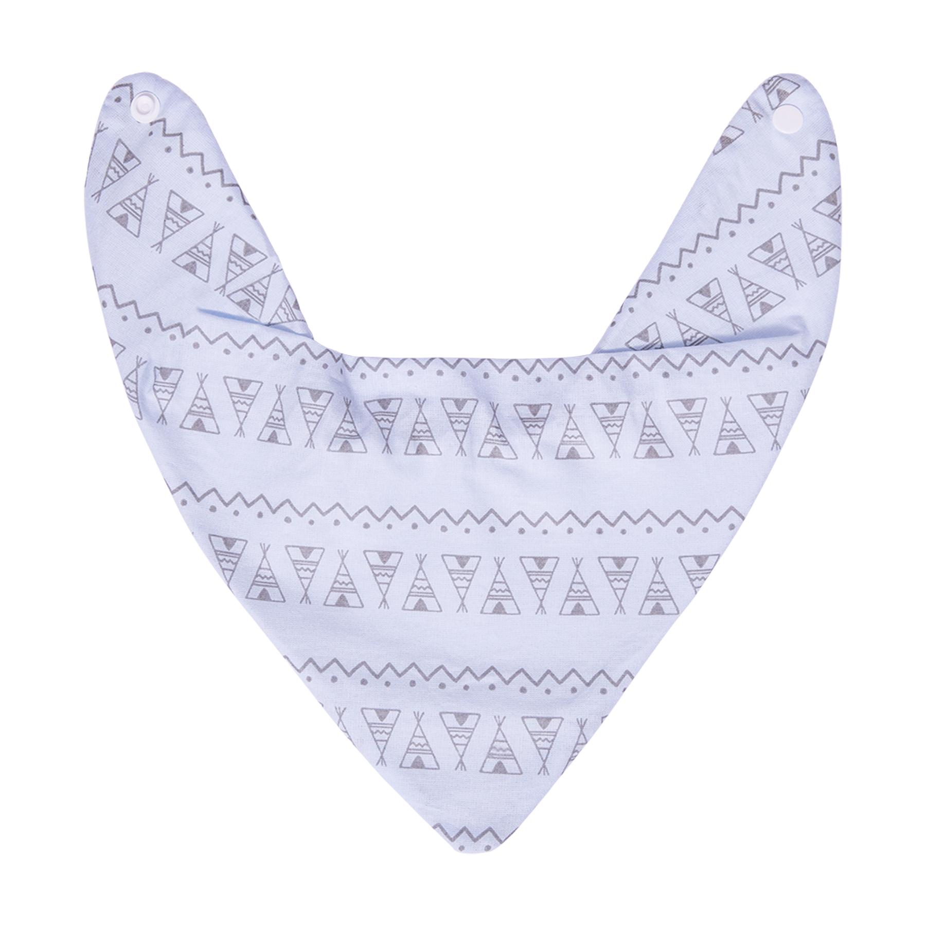 Kit De Babadores Bandana Estampados Branco e Cinza - 2 Unidades