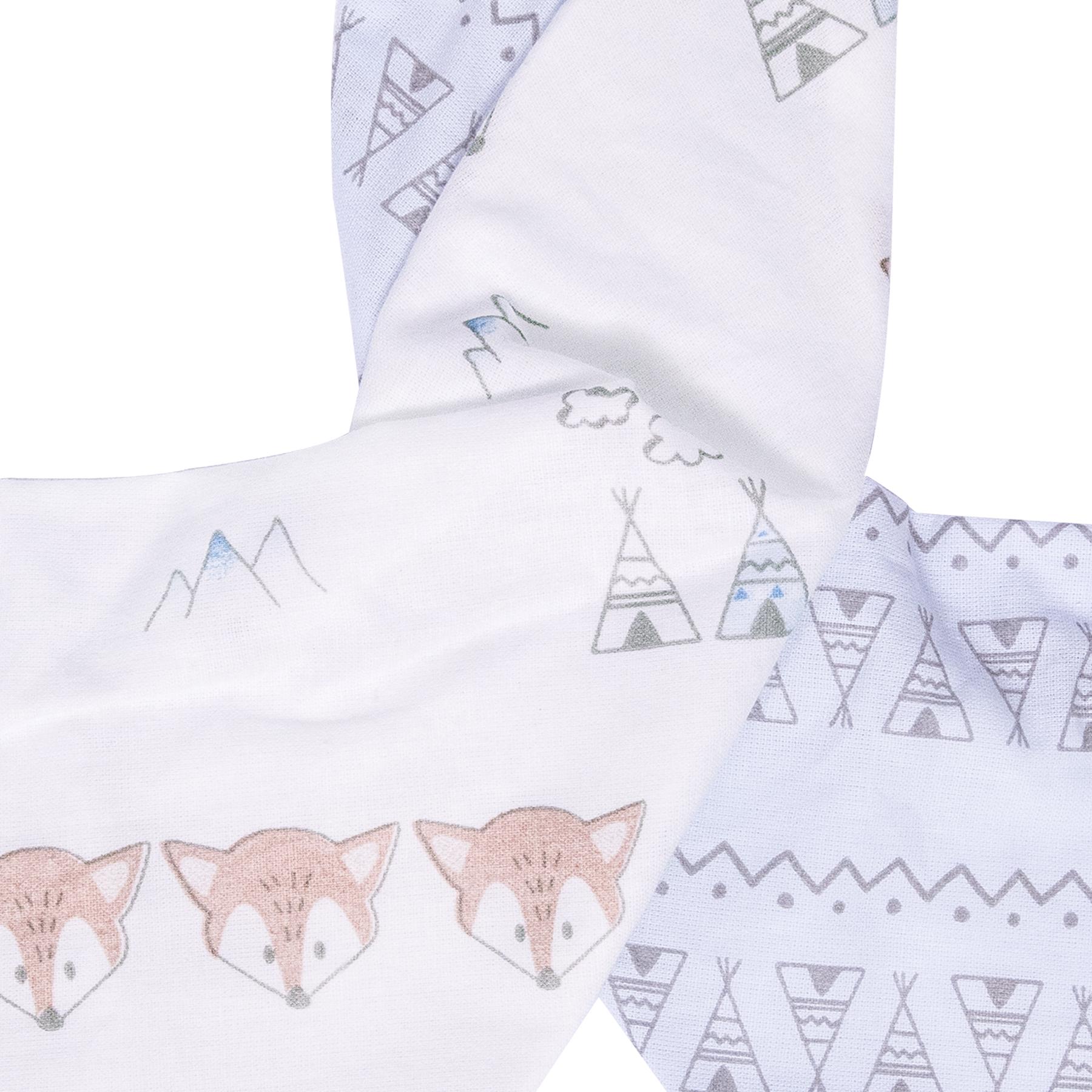 Kit De Babadores Bandana Estampados Branco e Cinza - 2 Unidades