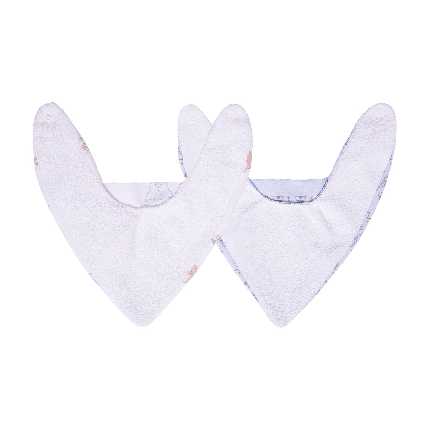 Kit De Babadores Bandana Estampados Branco e Cinza - 2 Unidades