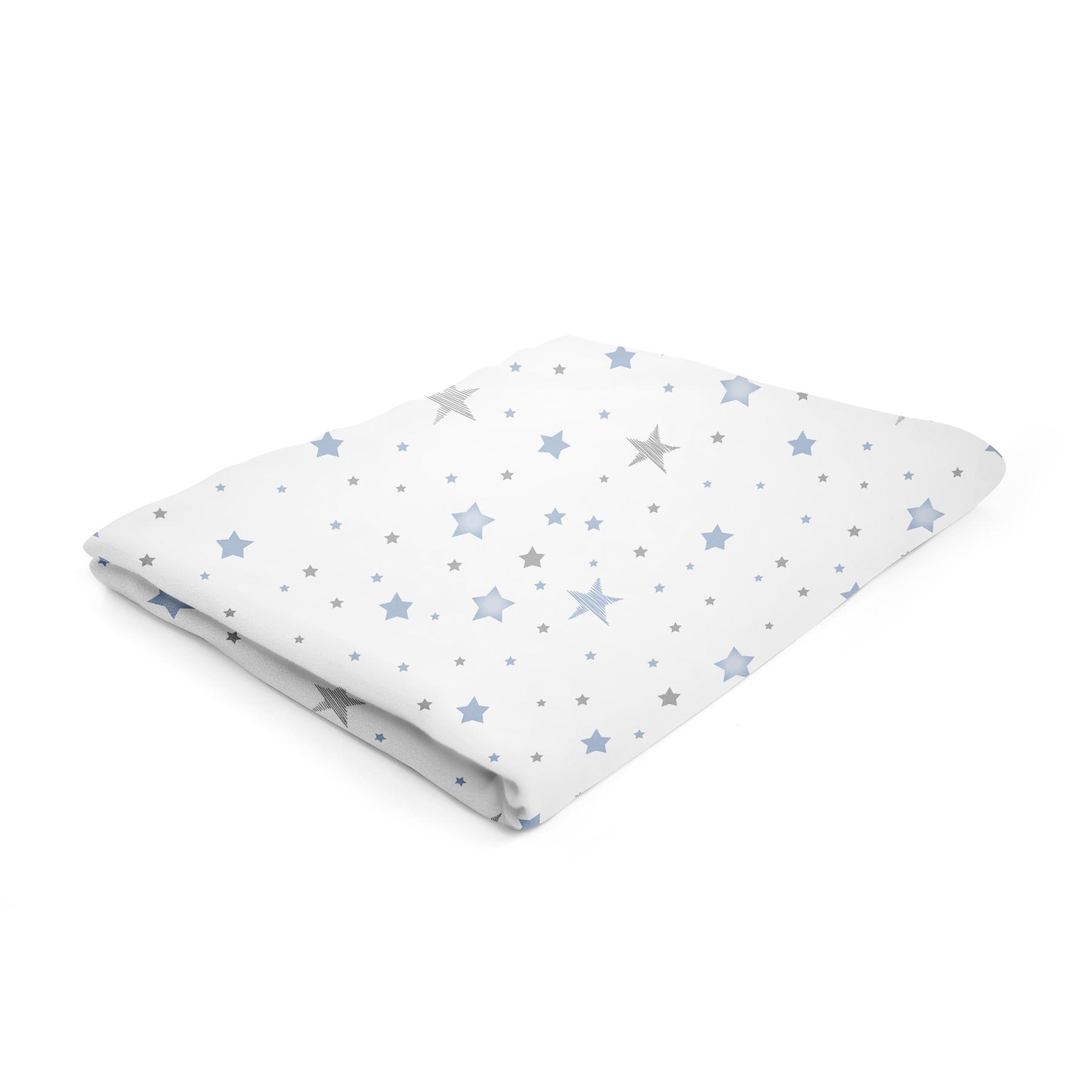 Lençol Com Elástico Padrão Americano Estrelas Branco e Azul Claro