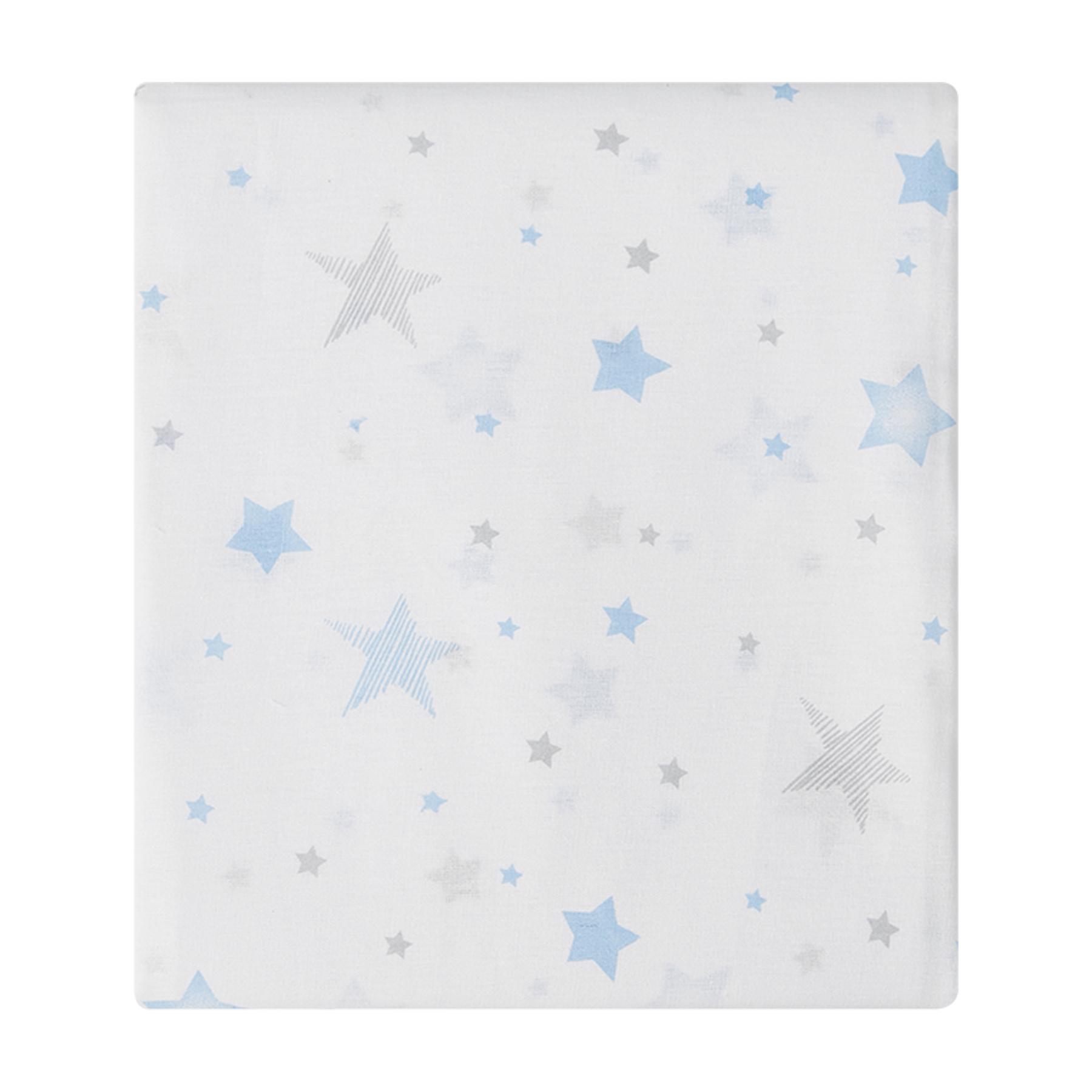 Lençol Com Elástico Padrão Americano Estrelas Branco e Azul Claro