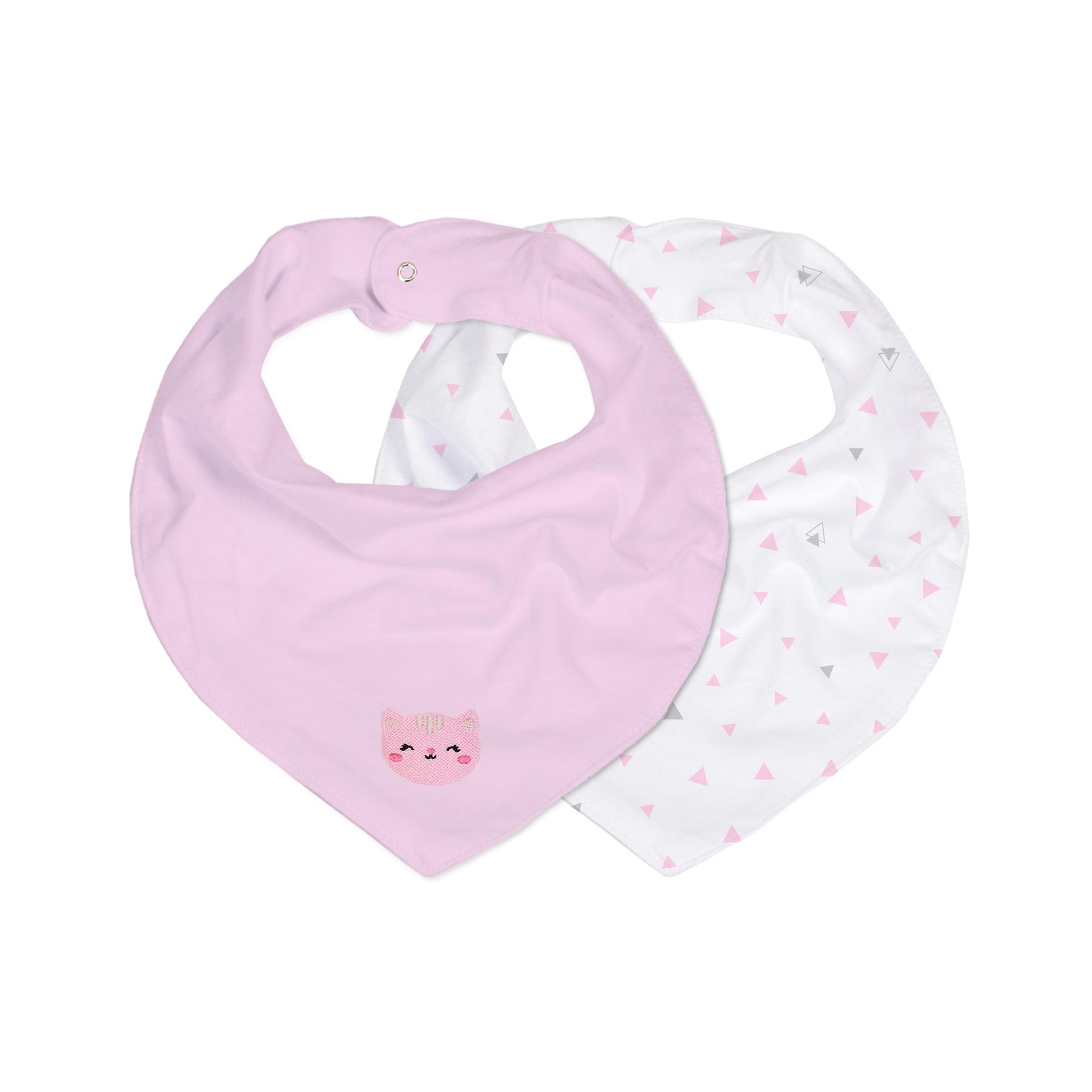 Kit De Babadores Bandana Bichuus Gatinha Rosa e Branco - 2 Unidades