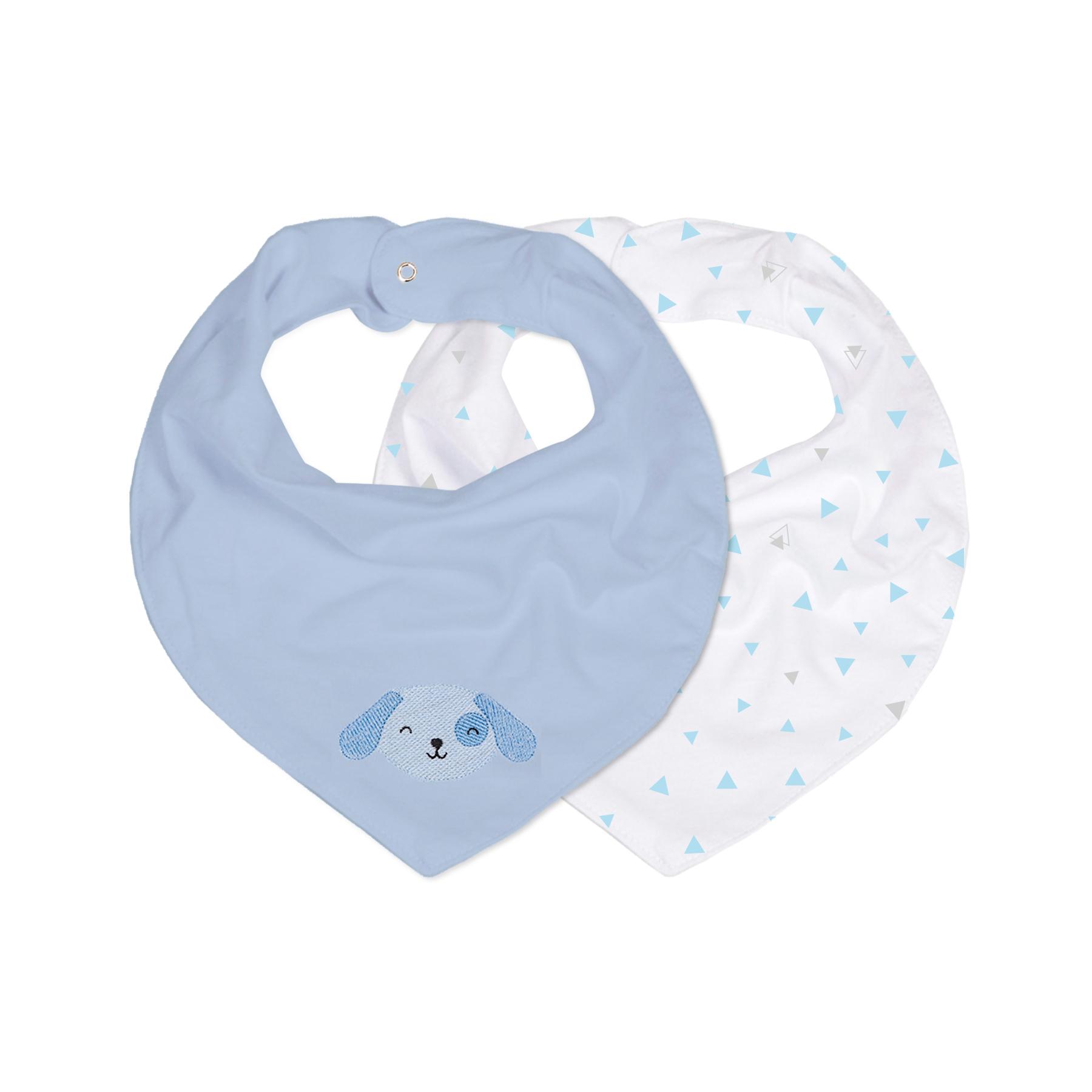 Kit De Babadores Bandana Bichuus Cachorrinho Azul e Branco - 2 Peças 