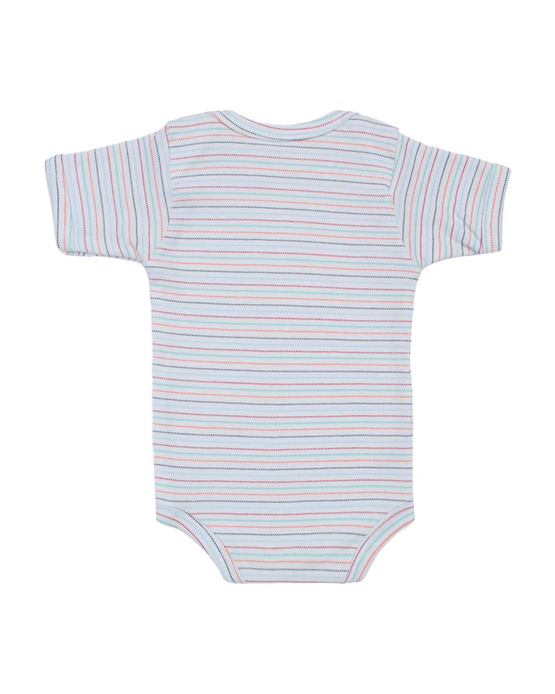Body Em Algodão Listrado Branco e Laranja
