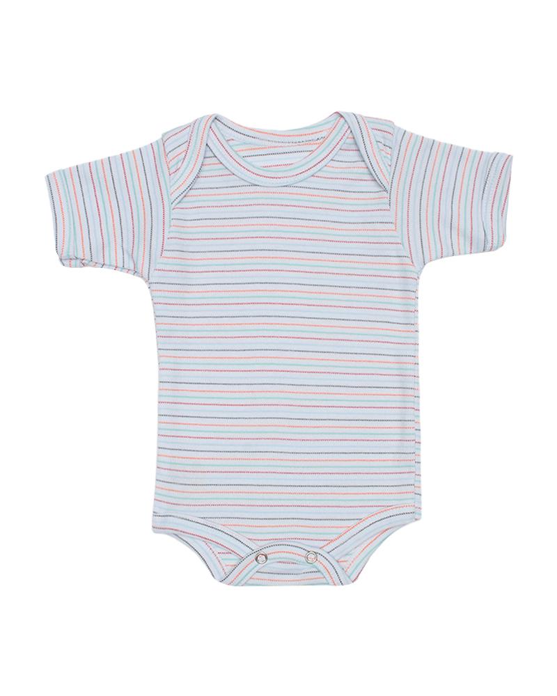 Body Em Algodão Listrado Branco e Laranja