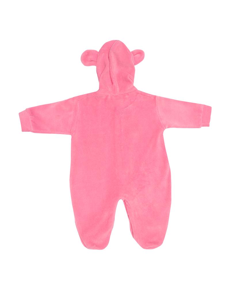 Macacão Com Capuz Em Plush Ursinha Rosa