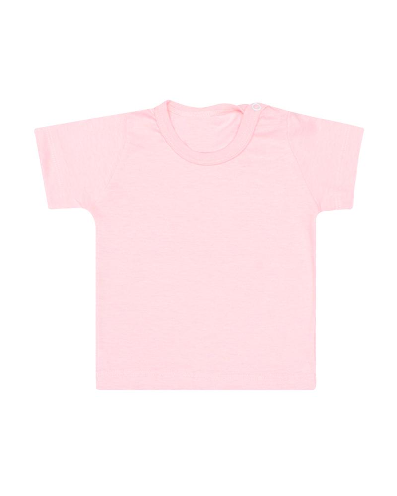 Camiseta Com Botão Na Gola Rosa Bebê