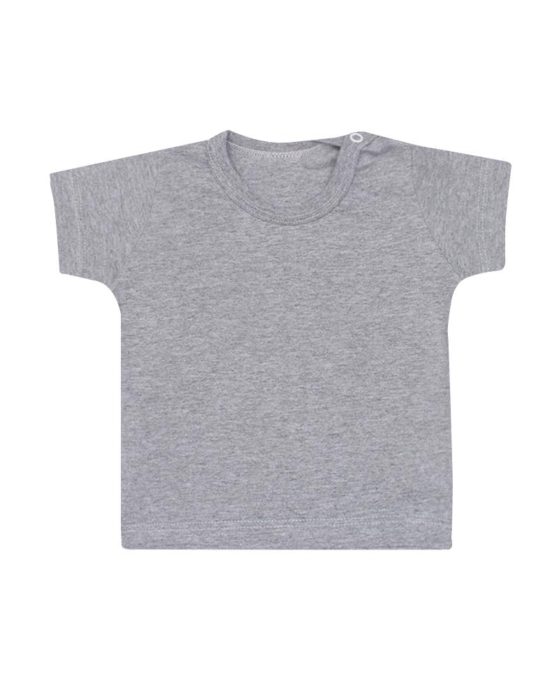 Camiseta Com Botão Na Gola Cinza