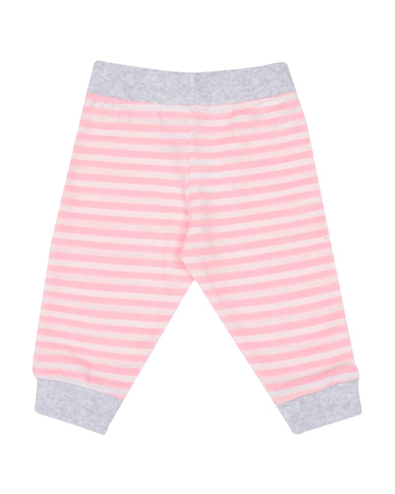 Calça Em Plush Listrada Rosa e Cinza