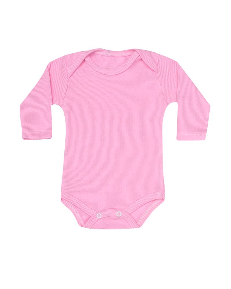 Kit De Bodies Canelado Rosa Chiclete, Rosa e Branco - 3 Unidades