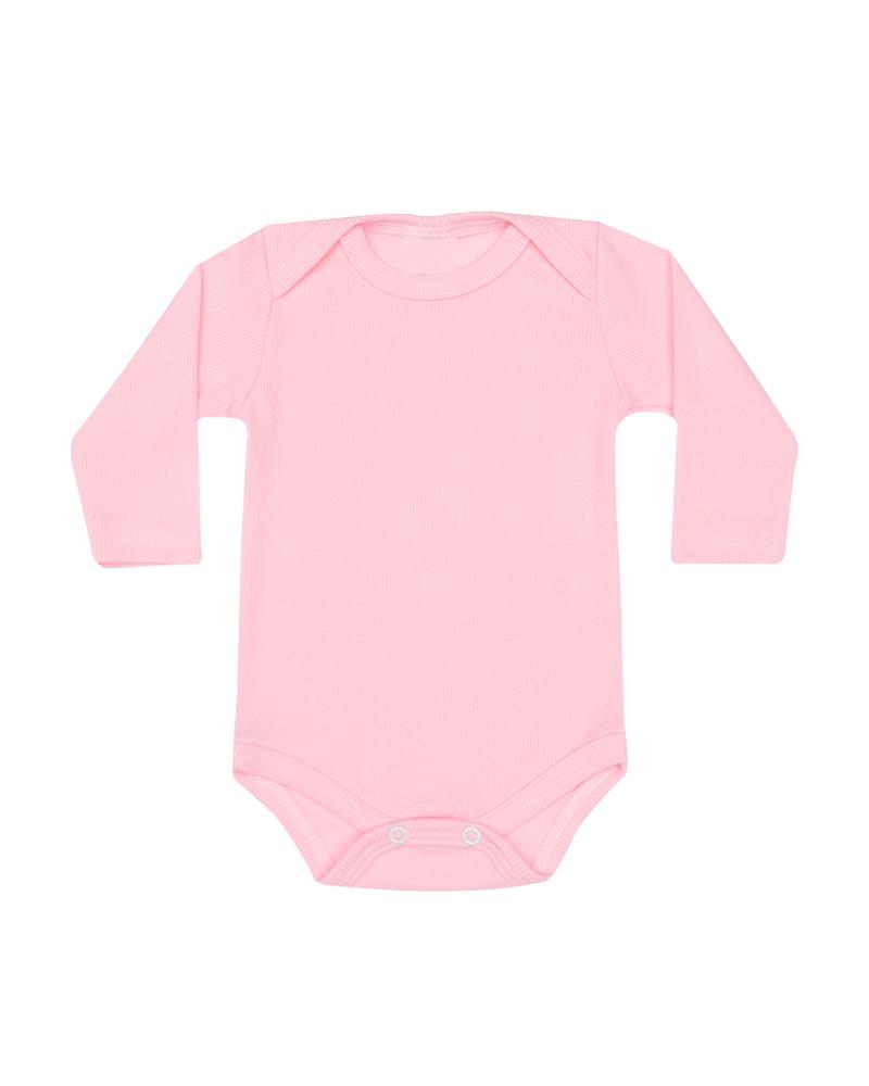 Kit De Bodies Canelado Rosa Chiclete, Rosa e Branco - 3 Unidades