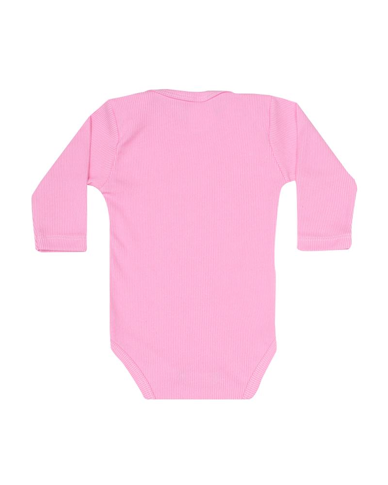 Kit De Bodies Canelado Rosa Chiclete, Rosa e Branco - 3 Unidades