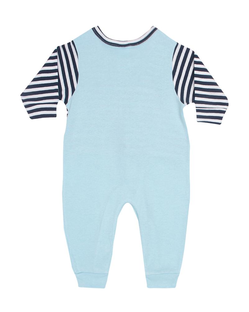 Macacão Jardineira Coelho Azul Bebê e Preto