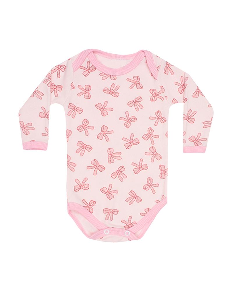 Conjunto De Body e Calça Laços Rosa Claro e Rosa