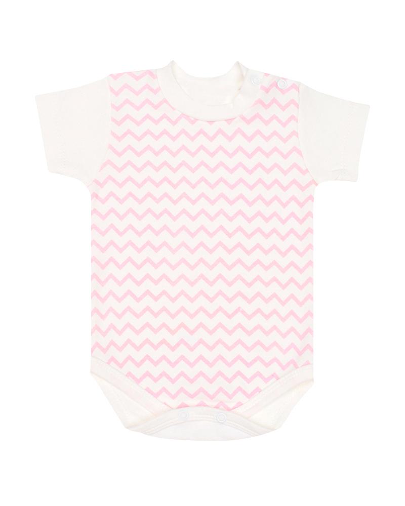 Body Zig Zag Bege e Rosa Claro