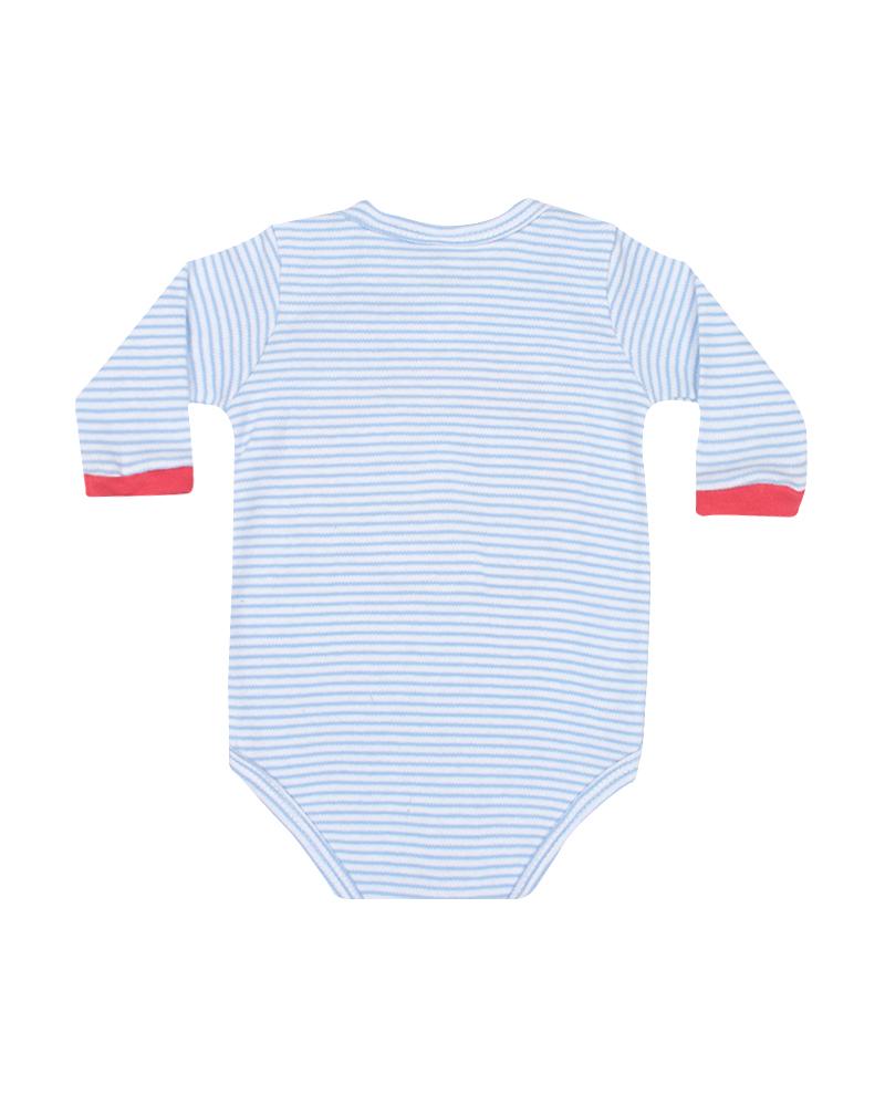 Body Leão Listrado Azul Bebê e Rosa