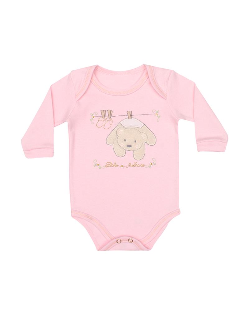 Body Ursinha Rosa Bebê e Bege