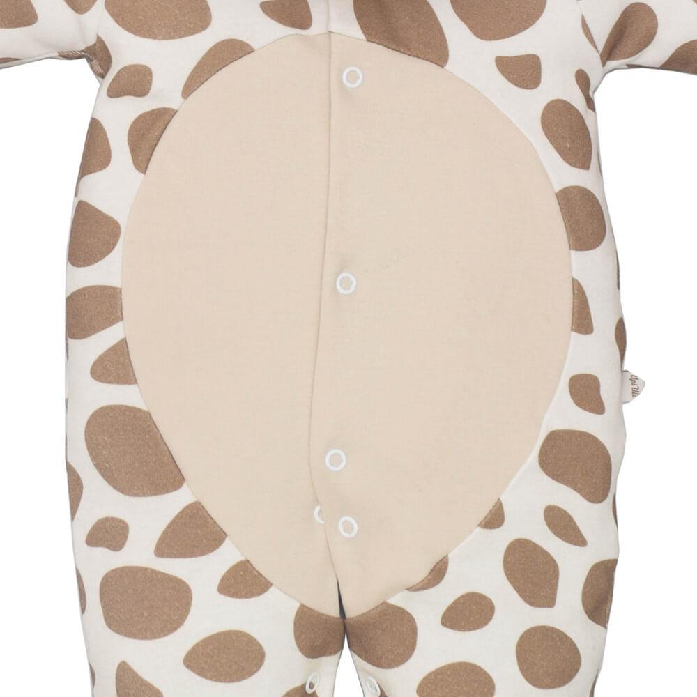 Macacão Em Suedine Girafa Marrom e Branco