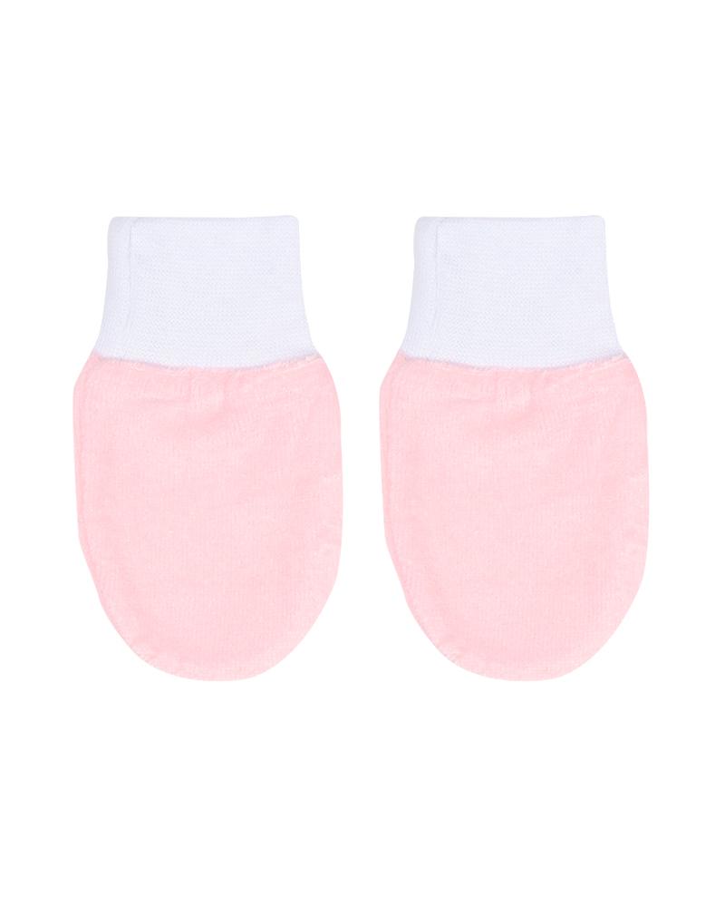 Kit De Pares De Luvas Em Plush Rosa Chiclete, Rosa Bebê e Branco - 3 Pares