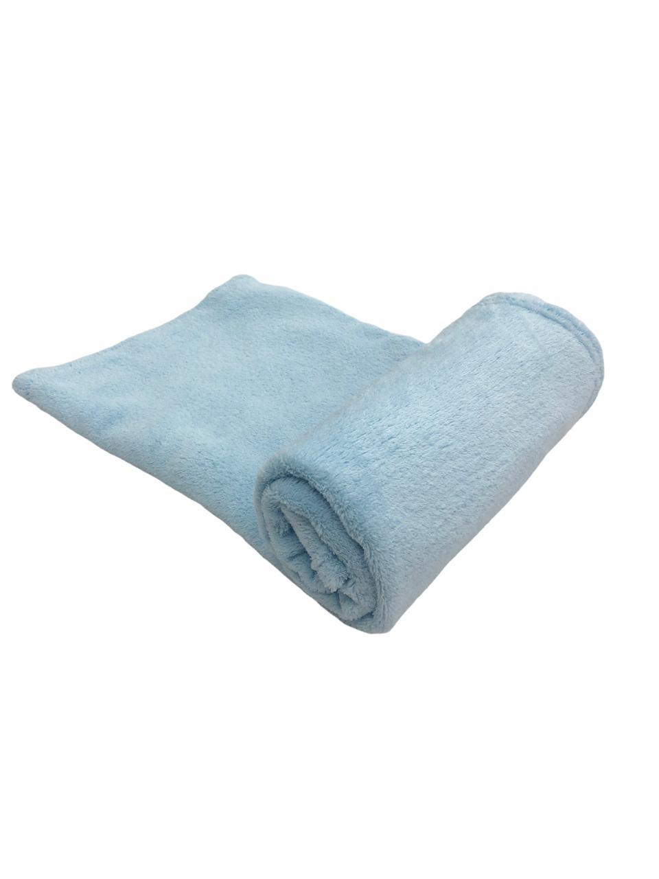Manta Lisa Em Microfibra Azul Bebê