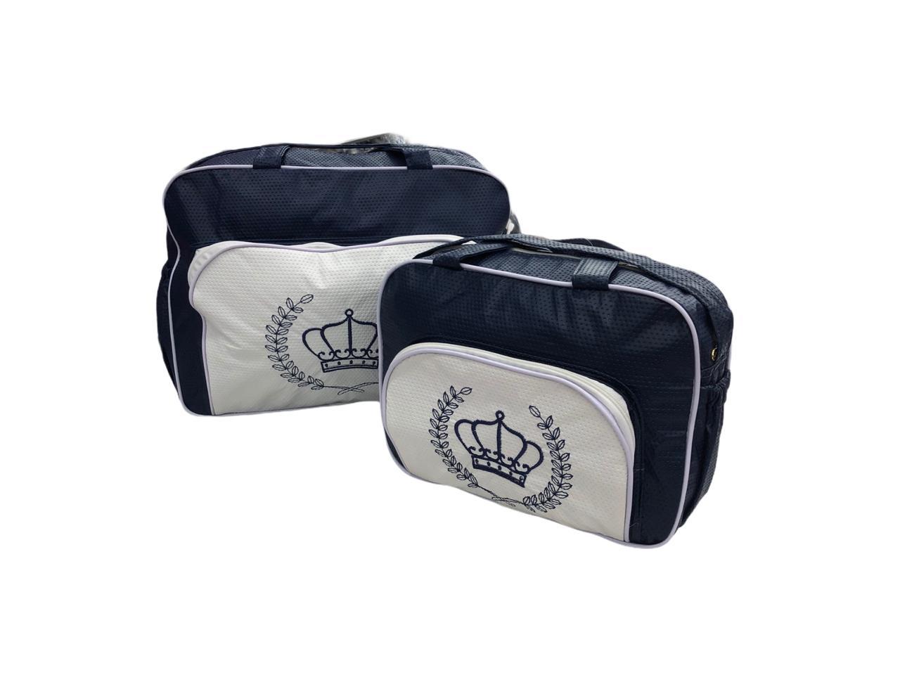 Jogo De Bolsas Coroa Azul Marinho e Branco - 2 Unidades