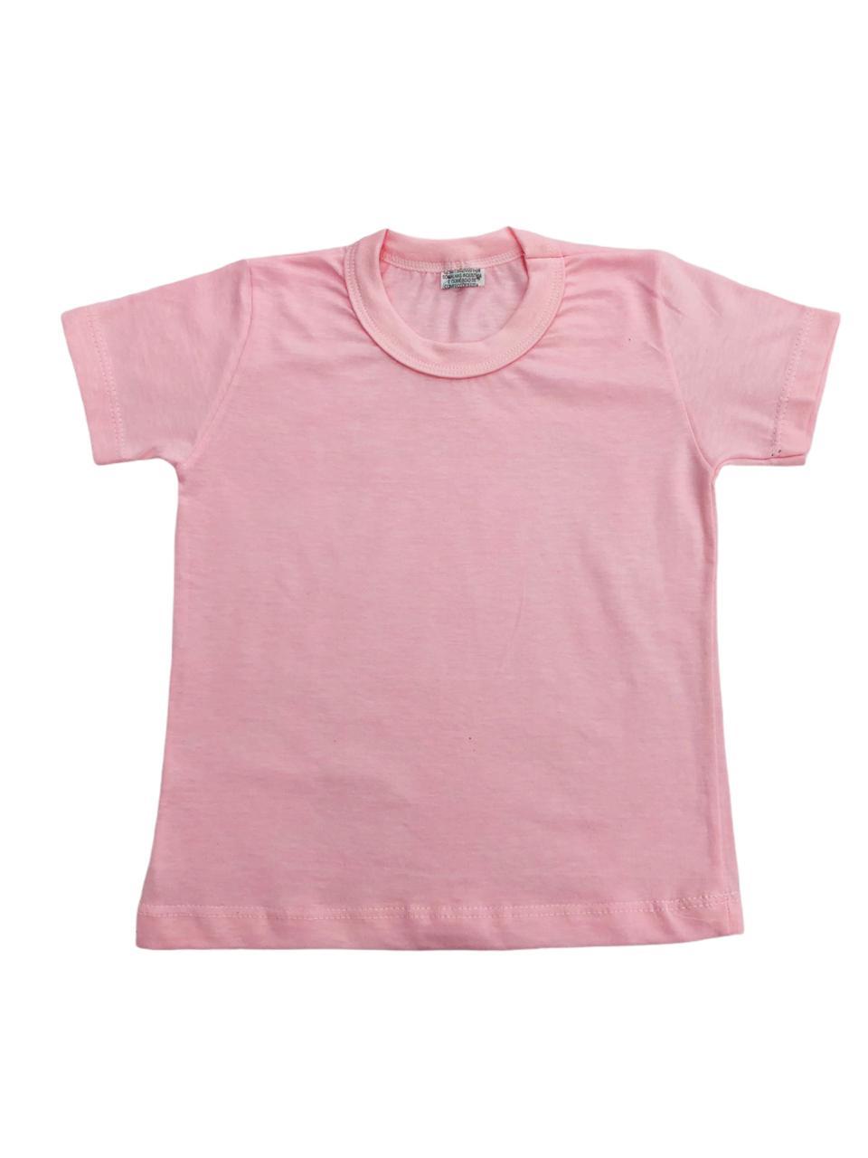 Camiseta Manga Curta Lisa Rosa Bebê