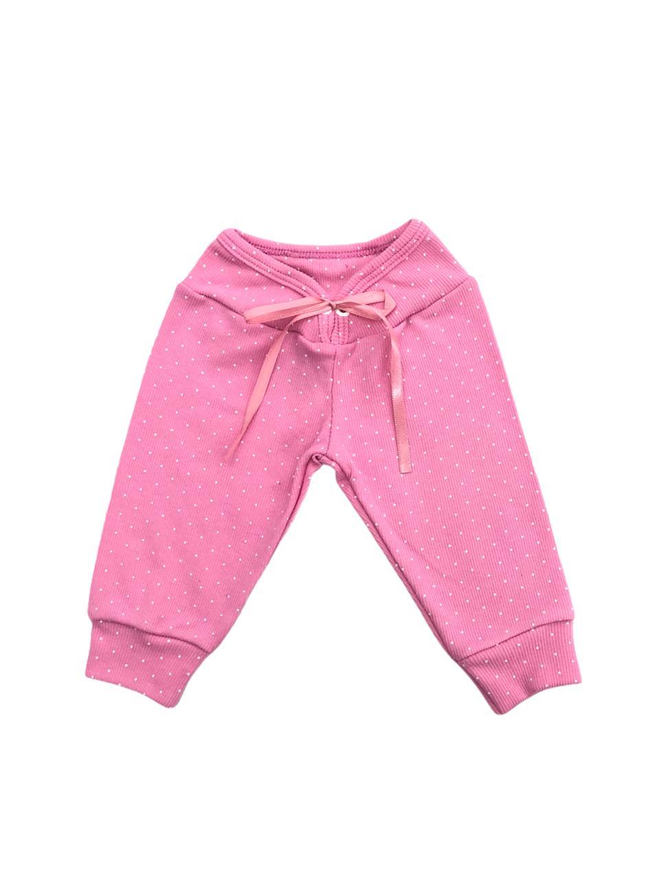 Calça Jogger Poá Rosa e Branca