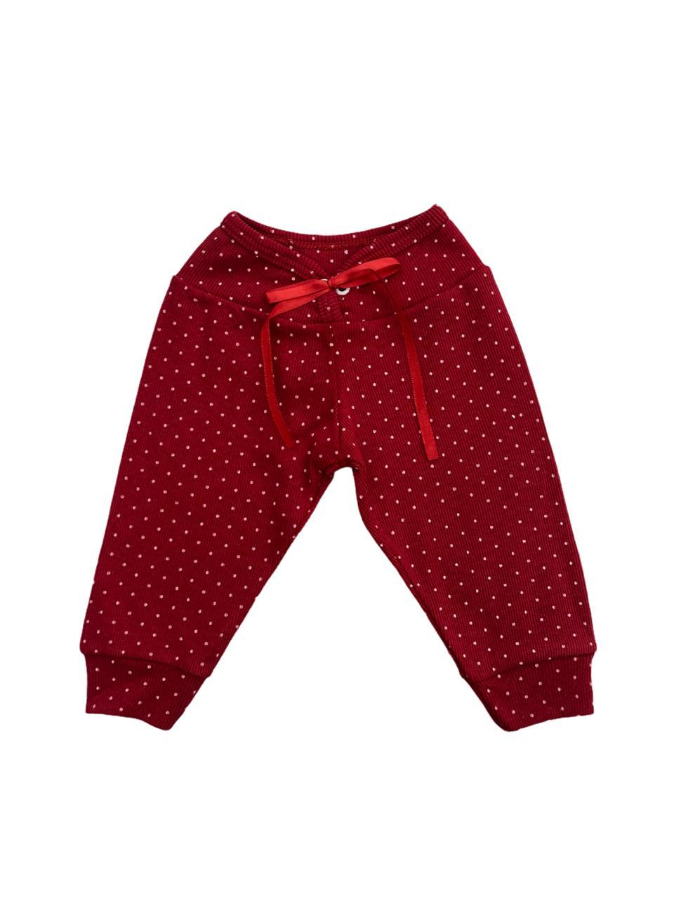 Calça Jogger Poá Vermelho Escuro e Branca