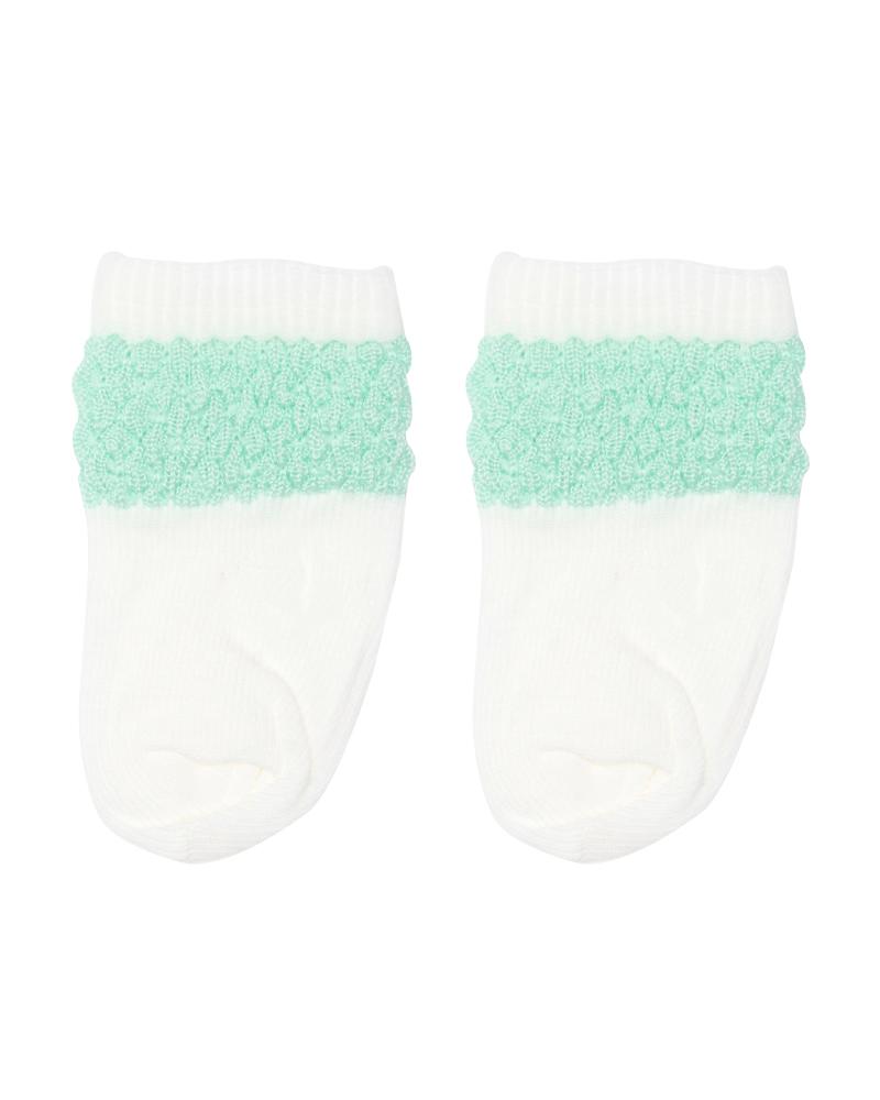 Kit De Pares De Meia Em Tricô Verde Água, Azul Bebê e Vermelho - 3 Pares