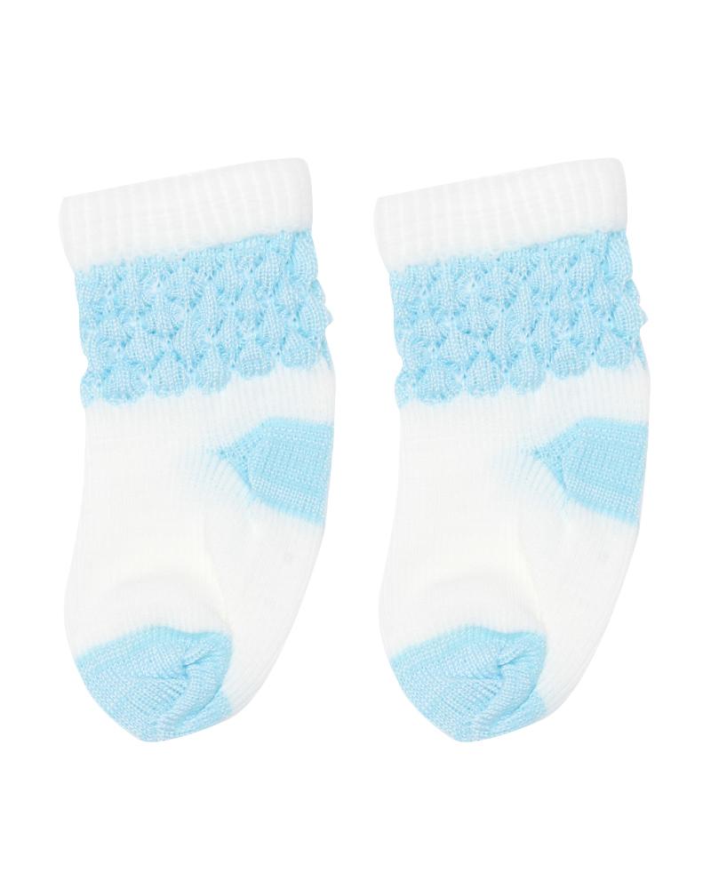 Kit De Pares De Meia Em Tricô Verde Água, Azul Bebê e Vermelho - 3 Pares