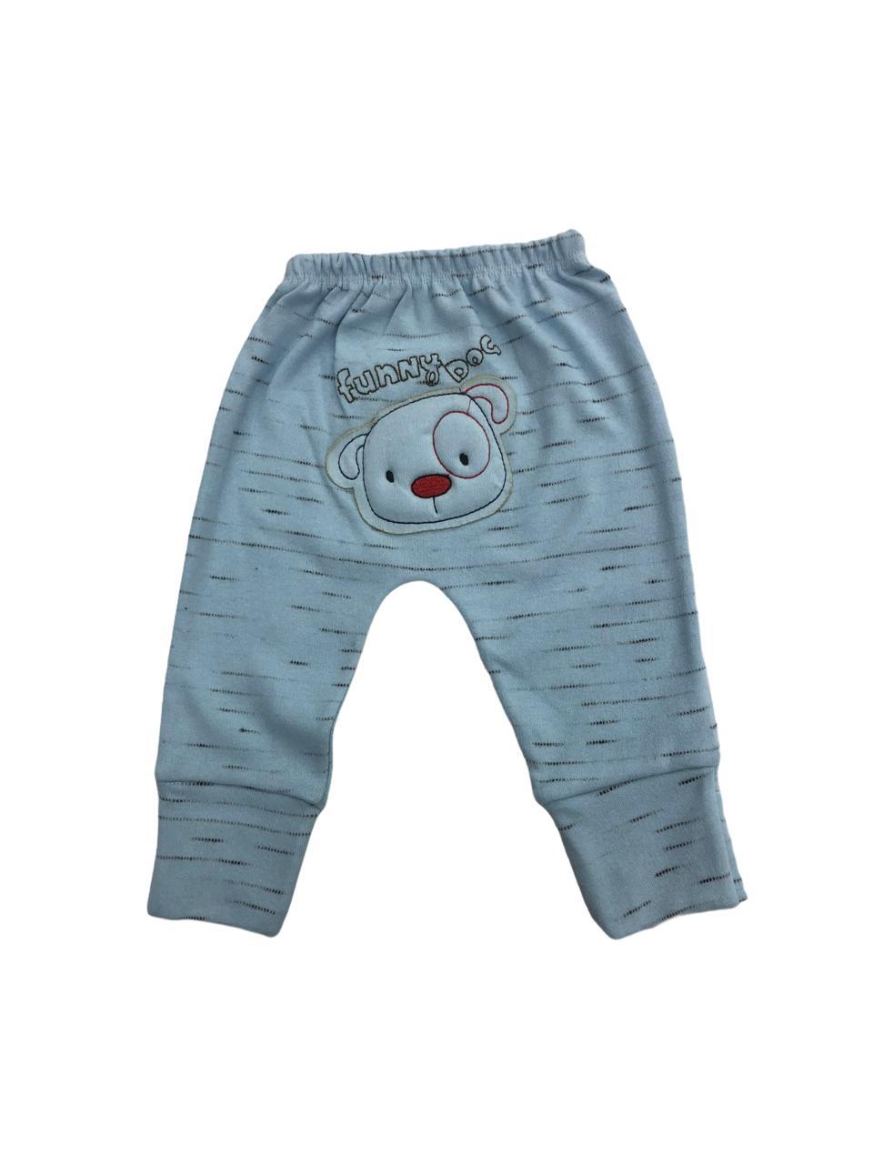 Mijão (Culote) Suedine Bordado Cachorrinho Azul Bebê Masculino